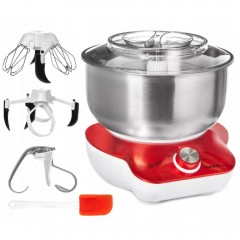 Mixer cu bol First Austria FA-5259-2-RЕ, 800W, 5 litri, 6 viteze, Pulse, 3 agitatoare, Rosu